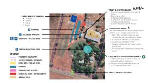 Site plan of Katherine Outback Experience showing venue layout and accessibility